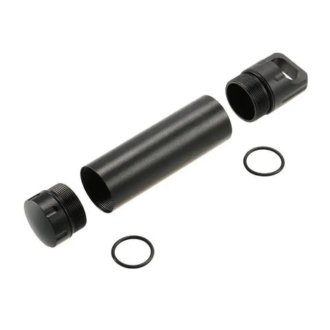 Portable Survival Waterproof Pill Container For Outdoor EDC Gear, CNC Machined Aluminum Bottle, shown disassembled