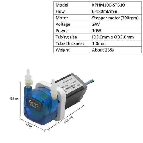 Budget Friendly High Precision Peristaltic Dosing Pump 24V Stepper Motor Low Flow 0 To 180 mL Per Minute with tubing measurements