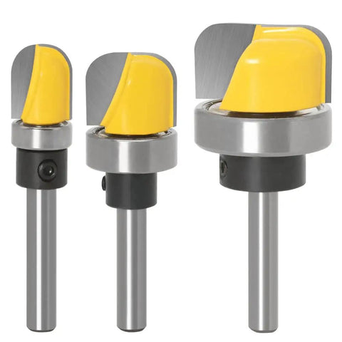1/4 Inch Shank Bowl And Tray Router Bit Set 3 Pieces Cove Juice Groove Router Bits YG6 Carbide Cutters front view