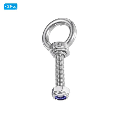 2 Pack M10 X 50mm Lifting Shoulder Eye Bolt Kit Stainless Steel 304 Heavy-Duty Threaded Eyebolts With Nuts And Washers