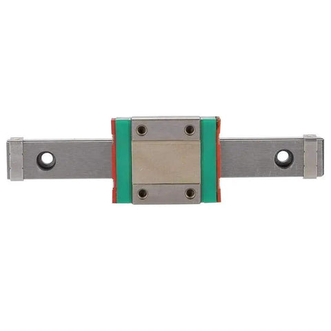 Front view of Tiny But Mighty Linear Rail Kit with Mini Bearing Block for Small Equipment and Precision Measuring Machines, 100mm length.