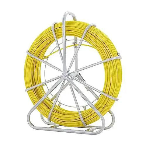Fiberglass Fish Tape 425 Foot Long Quarter Inch With Pro Grade Durable Stand on display