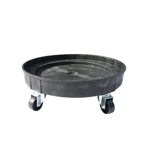 Heavy Duty Drum Dolly Cart For 30 And 55 Gallon Drums Up To 900 Lb Capacity with swivel casters, black plastic platform