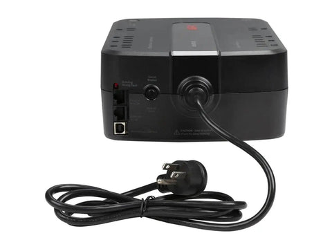 Back view of 650VA UPS Battery Backup And Surge Protector For Computers And Home Office Gear, 8 Outlets, Ethernet Protection, BE650G1
