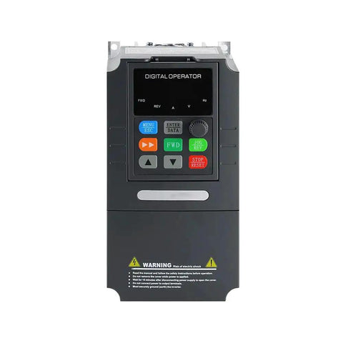 Front view of Beefy 1 HP 480V Three Phase Variable Frequency Drive Inverter with control panel and buttons for industrial motors.