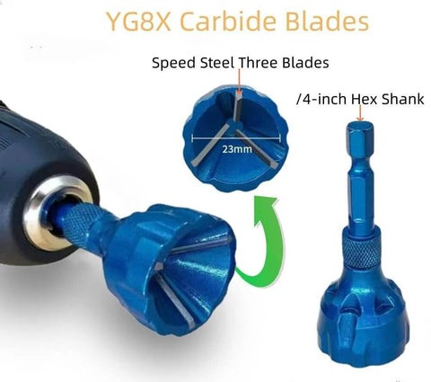 Two Pack External Deburring Chamfer Tool With Carbide Blades And Quick Release Hex Shank Heavy Duty Burr Removal Drill Bit