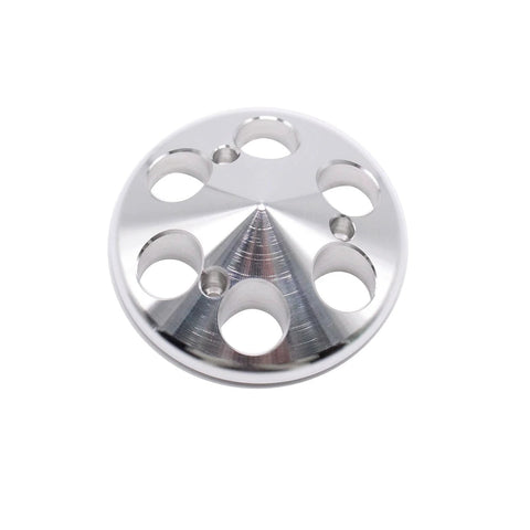 Beefed Up Polished Billet Aluminum Single Groove Alternator Fan And Pulley Kit For Small Block Chevy 1957 To 1985 top view