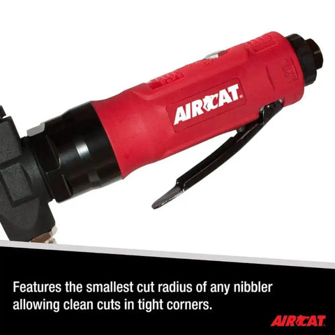18 Gauge Nibbler Sheet Metal Cutter For Auto Body And Ductwork Projects, heavy duty cutting tool with red and black handle.