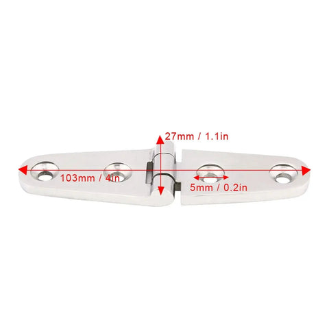 Two 4.1x1.1in 316 stainless steel boat hatch hinges with screws, mirror polished.