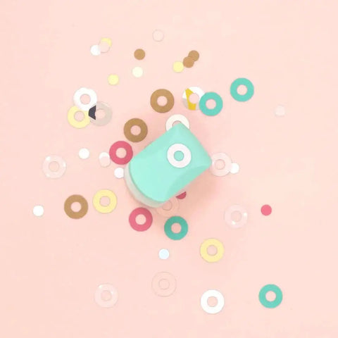Circle Punch With Reinforcing Ring And Snap Lever For Paper Crafting, Scrapbooking And DIY Card Making with colorful paper grommets