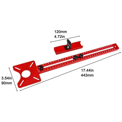 4 In 1 Router Milling Groove Bracket With Aluminum Alloy Circle Cutting Jig, Cabinet Punch Locator Jig and Router Guide displayed.