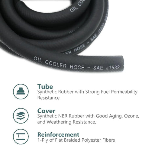 Transmission oil cooler hose, 5/16 inch, black synthetic rubber, SAE J1532, Amazon brand