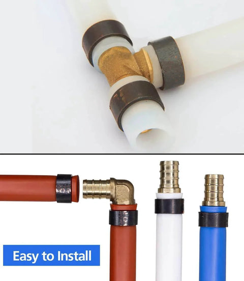 30 Piece Half Inch PEX Brass Crimp Fittings Set With Tees Elbows Couplings Straights For Hot Water And Cold Water Plumbing Systems