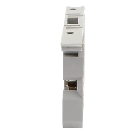 Side view of 10 Pack ASK1EN DIN Rail Mount Fuse Holder Terminal Block For 4mm2 Wire 500V Gray 58mm X 42mm X 7mm Fits 5x20mm Fuses