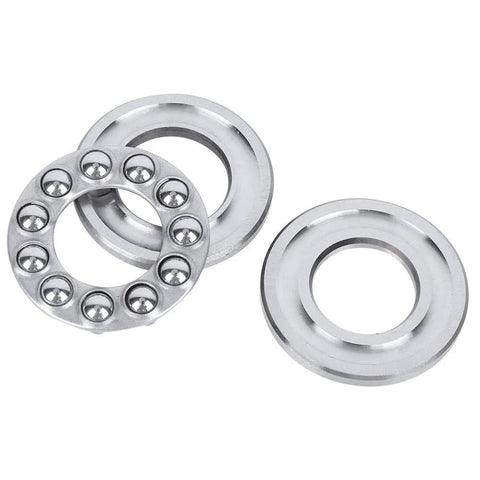 5pcs axial ball thrust bearings set, silver metal with inner/outer rings and ball cage, 10x5x5 bore 5/8