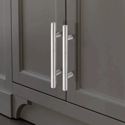5 Pack Brushed Nickel T Bar Cabinet Pulls Stainless Steel Kitchen Cabinet Handles on dark cabinet doors