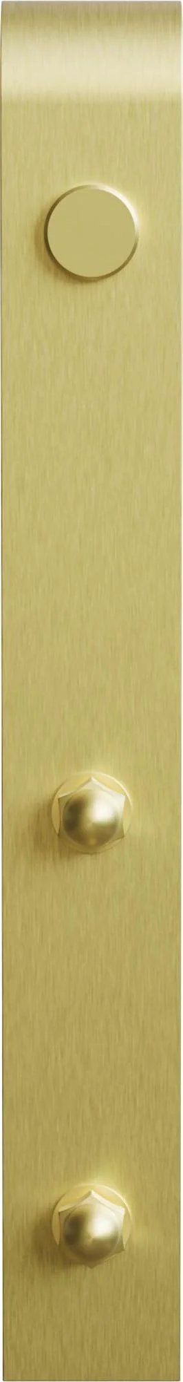 96 Inch Bent Strap Barn Door Hardware Kit In Satin Nickel With Steel Construction And All Mounting Hardware For Doors Up To 48 Inches Wide Durable 220 Lb Capacity ANSI BHMA A15614 Grade 1 component showing brass finish detail.
