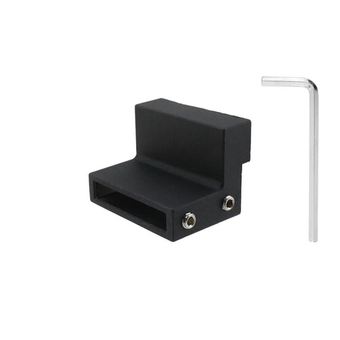 Black Carbon Steel Sliding Barn Door Roller Stopper Hardware Set With Wrench, noise-reducing kit for 1.57 inch wide tracks, side view.