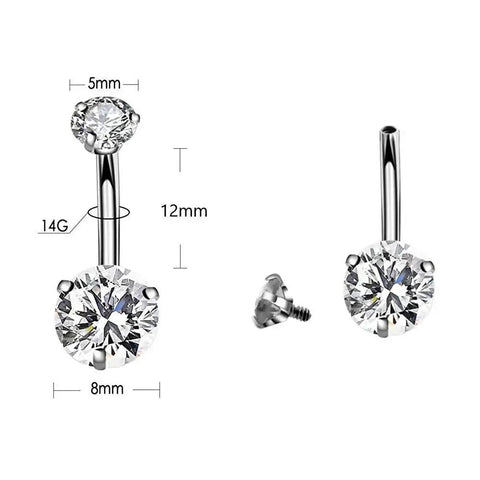 Pain Free Belly Button Piercing Kit With 14G Hypoallergenic Steel Needles And Clamp Pro Grade Navel Ring Starter Set shown