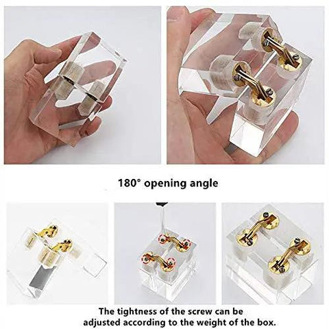 10 Pack 10mm Invisible Brass Barrel Hinges Hidden Concealed Furniture Hinges With 180 Degree Opening displayed in clear plastic