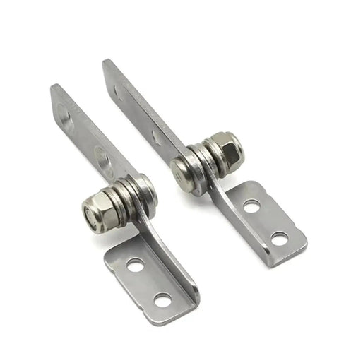 Pair of stainless steel constant torque friction stay door hinges with mounting plates and bolts