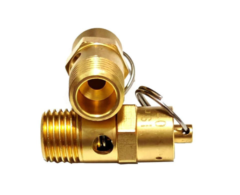 Brass 1/4-inch NPT air compressor pressure relief valve, 30 PSI, two-pack
