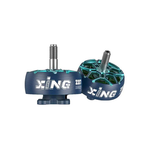 XING2 2207 FPV Brushless Motors 1855KV 6S Four Pack for FPV Racing Drones shown from side and top view