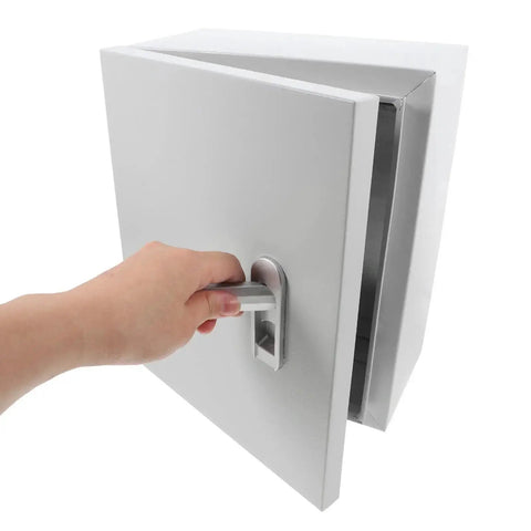 Hand opening waterproof metal electrical junction box locking outdoor distribution panel enclosure 25x30x14cm