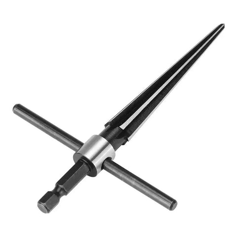 Handy T Handle Tapered Reamer Tool 3 To 13mm Six Fluted Chamfer Deburring Bit With 1 Quarter Inch Hex Shank and 45 Steel Build