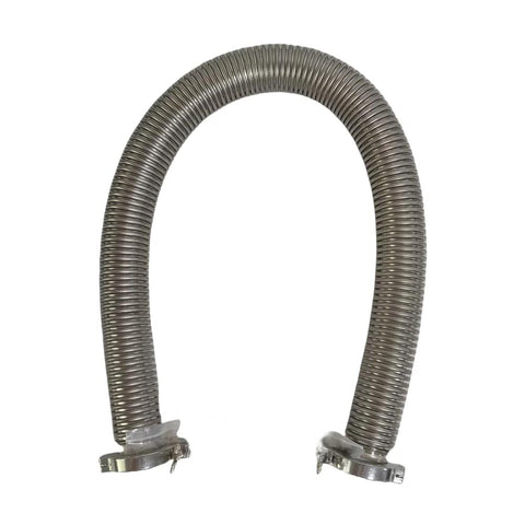 Eastvac KF40 stainless steel vacuum bellows hose, 250mm, with two KF40 aluminum clamps and two KF40 center rings.