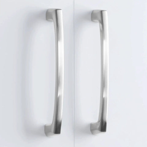 10 Pack Brushed Nickel Cabinet Pulls 5 Inch 128mm Long Kitchen Cabinet Handles installed on white doors