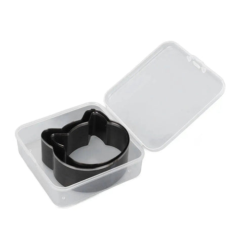 Cat Head Leather Cutting Die Set In Alloy Steel Pro Grade Hollow Punch Tools in a plastic case, 57x57x23mm and 50x50x23mm sizes.