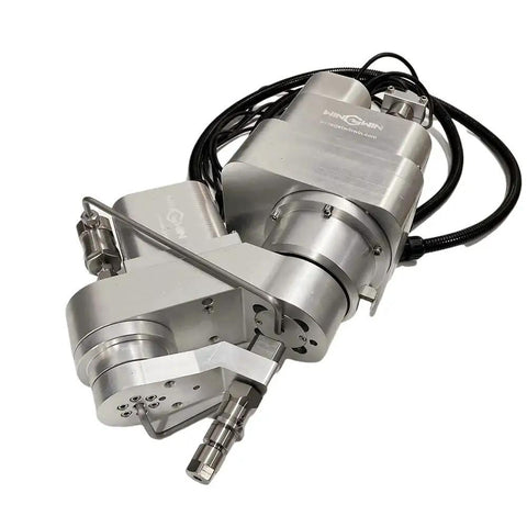 Upgrade Your Waterjet Cutting Head For Marble And Granite With 0 To 70 Degree Large Angle Cutting 3AIXS And 4AIXS Upgrade Solution Lightweight Aluminum Alloy Construction Durable High Precision Performance WEIHONG Waterjet Head in silver finish.