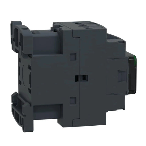 Side view of Beefy 120V AC Coil 3-Pole Non Reversing Contactor with 1 NO and 1 NC Auxiliary Contacts, for 3 HP motors, industrial use.