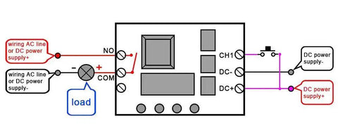 Wiring diagram for DC 12V Programmable Time Delay Relay Module With On Delay And Off Delay From 0.1 Seconds To 270 Hours