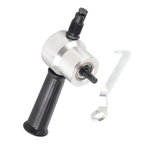 Pro Grade Double Head Metal Nibbler Cutter For Sheet Metal And Aluminum Construction with wrench, black handle close-up