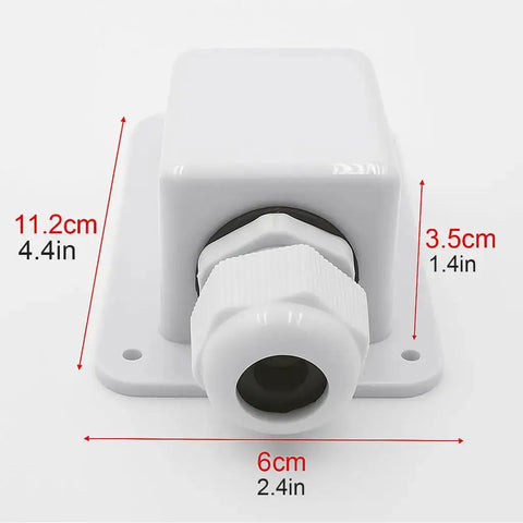 Close-up of White Weatherproof Solar Cable Entry Gland 2 Pack For All Cable Sizes 6mm2 To 12mm2, showing dimensions and durable design.