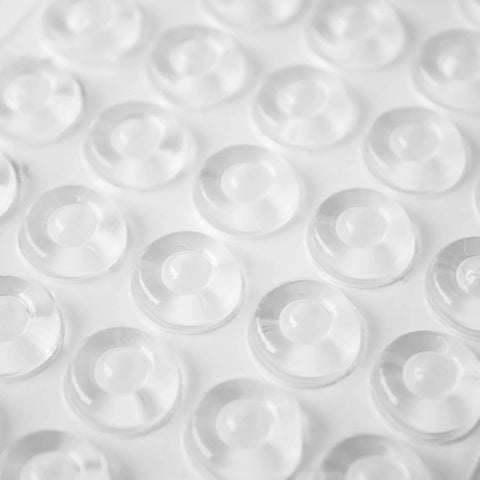 Sound Dampening Door Bumpers Half Inch Dia 5mm Height Soft Durometer Two Stage Impact With Clear Adhesive Sheet Of 100