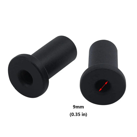 Sliding Barn Door Wall Track Spacers Set Carbon Steel Connectors For Door Frame Pack Of 6, showing two black spacers.