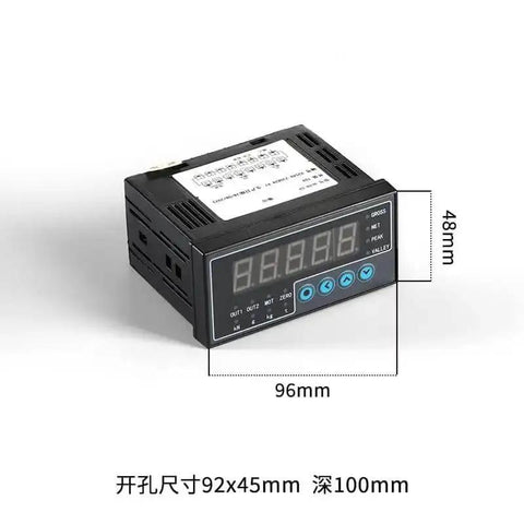 Digital indicator display for Pro Grade High Precision Load Cell With Indicator For Tension And Compression Weight Sensing On Scales, 0 To 1000Kg Range, Built Tough For Accurate Readings Every Time, dimensions 96mm x 48mm, black casing.