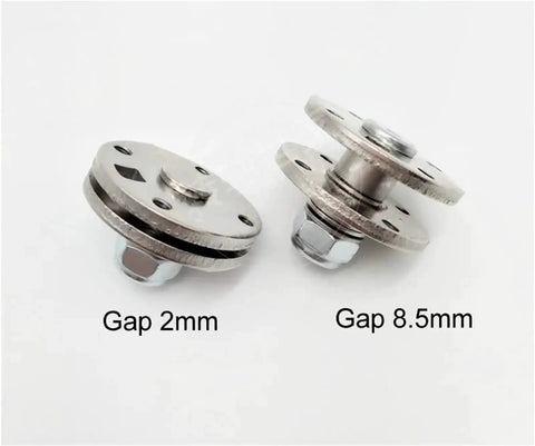 Round damping shaft torque hinge pair; stainless steel, 360° rotation, gaps 2 mm and 8.5 mm