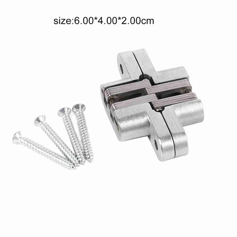 180 Degree Zinc Alloy Hidden Folding Door Cross Hinges for Cabinets and Sliding Doors with Screws, 6.00*4.00*2.00cm