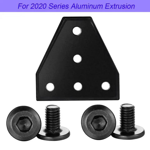 Six Pack 2020 Corner Bracket Connectors For 6mm Aluminum Extrusion, 5 Hole T Shape Joint Plates with screws, black color