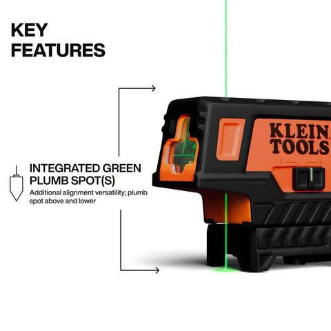 Side view of Compact Self Leveling Laser Level With Plumb Spot, Bright Green Cross Lines, 75 Foot Range, Class 2 Laser, Magnetic Mount