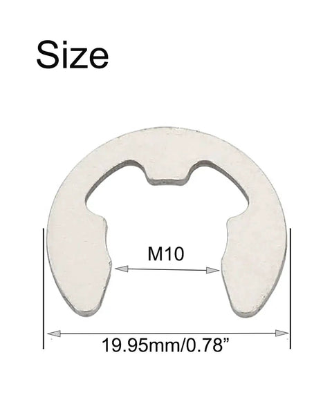 10mm Stainless Steel External Circlips E Clip Set For Shafts, Snap Rings Retaining Rings 19.95mm Outer Diameter, 1mm Thick, 304 Stainless