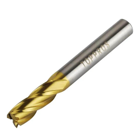 Ten Pack 4 Flute Titanium Coated End Mills Set For CNC Milling In Wood Aluminum Steel Titanium Range 5 64th Inch To 3 8th Inch HSS Straight Shank Cutter Bits For DIY Makers And Pros