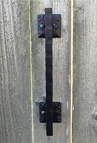 Front view of 12 Inch Rustic Black Barn Door Handle Pull For DIY Sliding Barn Door Hardware Kit With Durable Construction