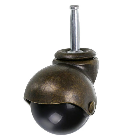 2 Inch Ball Caster Wheels With Sockets, Antique Gold Swivel Casters For Furniture DIY And Repair, front view