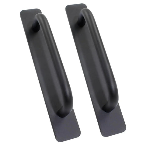 Two Pack Self Stick Adhesive Cabinet Door Handles For Kitchen Cabinets Dressers Closets And Sliding Doors Black 148mm Small Size No Drill Installation Durable Aluminum Alloy With Smooth Surface And Easy Grab