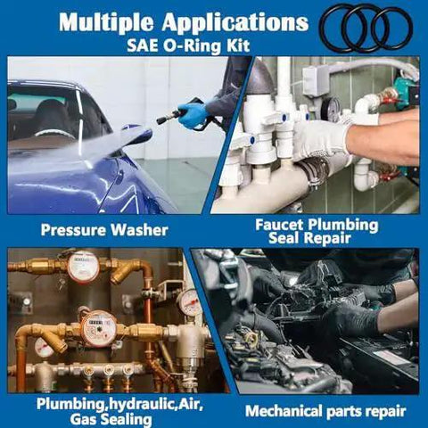 Universal 407 Piece SAE O Ring Kit For Automotive Plumbing And Hydraulics Nitrile Rubber O Ring Set application examples